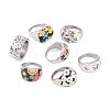 304 Stainless Steel Enamel Wide Finger Rings for Women STAS-U013-01B-P-1