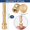 1Pc Golden Tone Brass Wax Seal Stamp Head with Bamboo Stick Shaped Handle STAM-CP0001-04H-2