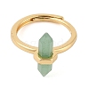 Double Pointed Hexagonal Prism Natural Green Aventurine Adjustable Rings for Women RJEW-G327-01G-03-2