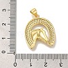 Horse Rack Plating Brass Clear Cubic Zirconia Pendants KK-U019-32G-3