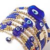 7Pcs 7 Style Evil Eye Lampwork & Glass Seed & Brass Beaded Stretch Bracelets Set for Women BJEW-JB09249-03-2