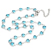 304 Stainless Steel & Glass Heart Link Chain Necklaces NJEW-P315-03P-03-1