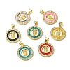 Rack Plating Brass Enamel Clear Cubic Zirconia Pendants KK-Q771-08G-1