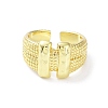 Rectangle Shape Rack Plating Brass Open Cuff Ring for Women RJEW-F155-03G-2