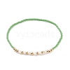 Natural Pearl & Glass Seed & Brass Beaded Stretch Bracelet for Women BJEW-JB08977-4