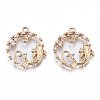 Brass Micro Pave Clear Cubic Zirconia Pendants KK-S359-123-RS-1