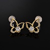 Butterfly Brass Micro Pave Cubic Zirconia Stud Earrings EJEW-B131-07G-03-2