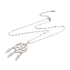 Non-Tarnish Woven Net/Web with Feather 304 Stainless Steel Boho Pendant Necklaces for Women NJEW-G087-04P-3