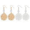 ANATTASOUL 2 Pairs 2 Colors Alloy Sun with Smiling Face Dangle Earrings with Plastic Pearl Beaded EJEW-AN0001-82-1