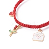 Heart Envelope Rose Alloy Enamel Charm Bracelet BJEW-JB08682-02-4