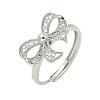 Bowknot Brass Adjustable Rings for Women RJEW-M016-09P-2