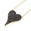 Brass Micro Pave Cubic Zirconia Heart Pendant Necklaces NJEW-Z003-01B-1