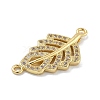 Rack Plating Brass Micro Pave Clear Cubic Zirconia Hollow Leaf Connector Charms KK-A234-055G-2