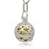 Silver Color Plated Brass Hollow Round Cage Pendants KK-J216-08S-2