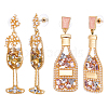 2 Pairs 2 Styles Alloy Rhinestone Dangle Stud Earrings EJEW-UN0002-77-1