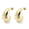 Brass Teardrop Stud Earrings with ABS Imitation Pearl Beaded EJEW-I300-01G-1