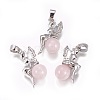 Natural Rose Quartz Pendants G-L512-E08-1