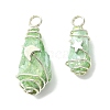 2Pcs Electroplated Natural Quartz Crystal Dyed Copper Wire Wrapped Pendants PALLOY-JF03172-02-1