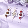 3Pcs 3 Styles Flower Natural Carnelian & Fossil & Tiger Eye & Glass Beaded Pendant Decorations HJEW-JM02387-2