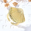 Shell Shape Brass Cuff Rings for Women RJEW-Z085-02G-2