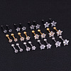 316L Surgical Stainless Steel Clear Cubic Zirconia Star Cartilage Earrings WGC4894-09-3