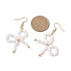 Dyed Natural Shell Beaded Bowknot Dangle Earrings EJEW-TA00501-3