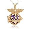 Golden Tone Brass Hollow Round Cage Pendants KK-J237-03G-3