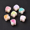 UV Plating Rainbow Iridescent Acrylic European Beads SACR-E009-28-2