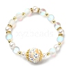 Synthetic Moonstone & Hematite & Plastic Imitation Pearl Beaded Stretch Bracelet BJEW-JB09504-2