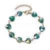 Faceted Heart Glass Link Bracelets for Women BJEW-JB10894-3