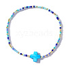 Bohemian Style Colorful Beaded Handmade Glass Cross Link Bracelet for Women NT0177-1-1