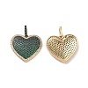 Heart Brass Micro Pave Cubic Zirconia Pendants KK-G435-04G-2