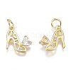 Brass Micro Pave Cubic Zirconia Stilettos Charms ZIRC-F111-13-3