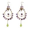 Natural Amethyst Chips Beaded Big Teardrop Dangle Earrings EJEW-SW00016-03-1