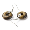 Natural Tiger Eye Donut Dangle Earrings EJEW-G300-01P-02-3