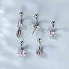 316L Surgical Stainless Steel Clear Cubic Zirconia Curved Barbell Belly Rings WG7644D-01-3