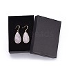 Teardrop Natural Rose Quartz Dangle Earrings EJEW-JE02998-03-3