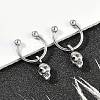 Skull 316 Surgical Stainless Steel Dangle Half Hoop Earrings for Women EJEW-G416-48AS-1