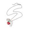 Teather's Day Alloy Red Apple Book Ruler Pendant Necklaces NJEW-TA00185-4