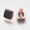 Natural Black Agate Stud Earrings EJEW-F139-A03-2