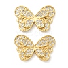 Rack Plating Brass Cubic Zirconia Butterfly Connector Charms KK-C084-31A-G01-1