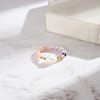 Natural Pink Opal & Lilac Jade Beaded Finger Rings RJEW-G331-01G-4