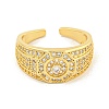 Rack Plating Octagon Brass Micro Pave Cubic Zirconia Cuff Finger Rings for Women RJEW-C103-06G-2