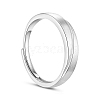 Adjustable Grooved Rhodium Plated 925 Sterling Silver Couple Rings JR857A-4