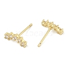 Brass Micro Pave Clear Cubic Zirconia Stud Earrings EJEW-R016-26G-15-4