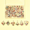 30Pcs 6 Styles Iron & Glass Pendants IFIN-FS0001-52-6