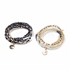 2Pcs 2 Color Natural Lava Rock & Synthetic Hematite & Shell Beaded Multi-strand Bracelets Set BJEW-JB08784-6