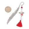 Natural & Dyed Malaysia Jade & Imitation Pearl Angel Pendant Bookmark AJEW-JK00361-3