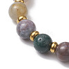 10mm Round Natural Indian Agate Beaded Stretch Bracelets for Women BJEW-JB10628-4
