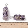 Rack Plating Copper Wire Wrapped Natural Amethyst Chip Big Pendants G-C130-01P-02-3